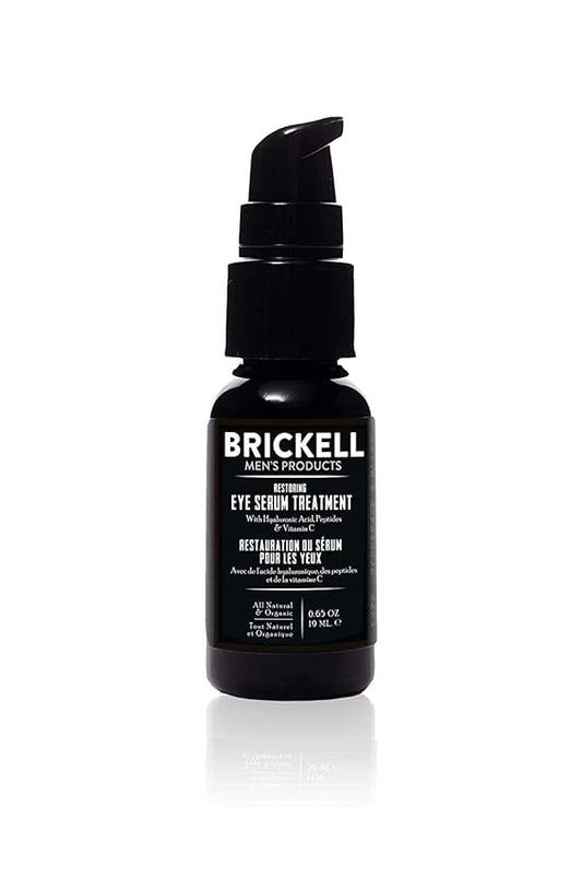 Brickell Men's Dark Circle Under Eye Treatment Serum For Men, Natural and Organic Eye Gel to Firm Men's Wrinkles, Reduce Dark Bags Under Eyes, and Promote Youthful Skin, 0.65 Ounce, Unscented