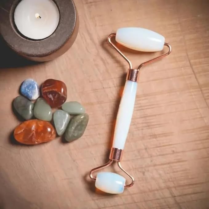 Opal Roller & Gua Sha Set, Face Roller Manual Massager, Opal Applicator for Face, Neck,Body Muscle,Relaxing, Stimulating Blood Flow, Relieve Fine Lines, Wrinkles,Opal