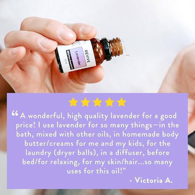 Lavender Essential Oil 30mL by Revive Essential Oils - 100% Pure Therapeutic Grade, for Diffuser, Humidifier, Massage, Aromatherapy, Skin & Hair Care