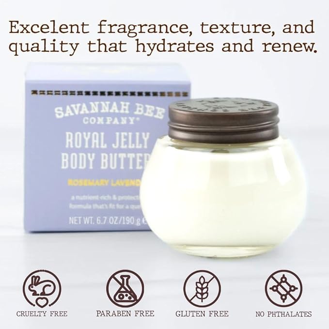 Savannah Bee Company Royal Jelly Body Butter ROSEMARY LAVENDER 6.7 Ounce