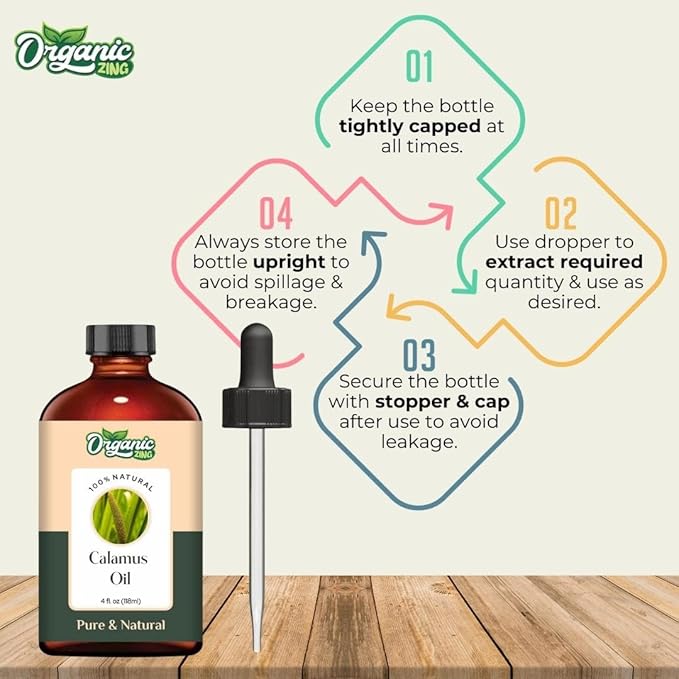 Calamus (Acorus Calamus) Oil | Pure & Natural Essential Oil for Skincare, Hair Care, Aroma & Diffusers - 118ml/3.99fl oz