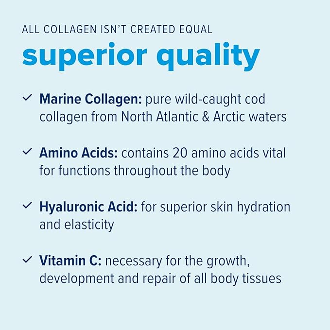 Just Bjorn Marine Collagen Peptides Powder for Women & Men - Skin, Hair, Nail and Joint Support - Hyaluronic Acid, Vitamin C, Amino Acids - Unflavored (30 Servings / 11.5 Ounce)