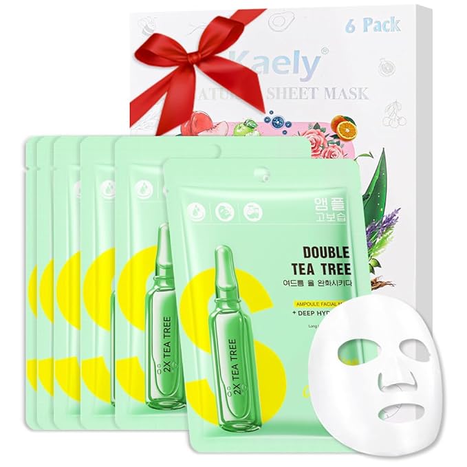 Tea Tree Face Masks Skincare,Nourish,Deep Moisturizing,Atural Skin Care Spa Face Mask,Hydrating Smoothing Face Masks for Women Men,for All Skin Types 6 Pack