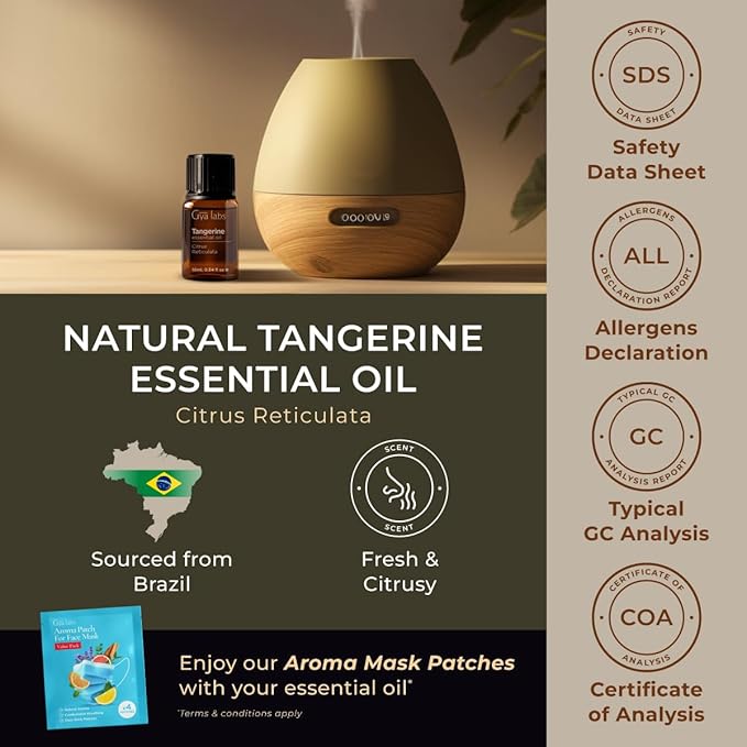 Gya Labs Tangerine Essential Oil for Diffuser - 0.34 Fl Oz - 100% Pure Natural Tangerine Oil for Skin, Massage, DIY Fragrances & Candle Making - Zesty Sweet & Fresh Scent Aromatherapy