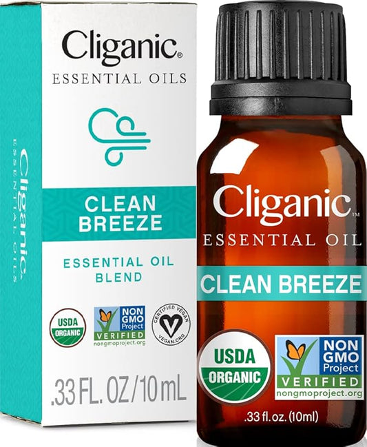 Cliganic Clean Breeze Essential Oil Blend - Natural Aromatherapy Oil for Diffuser Steam Distilled | Non-GMO Verified