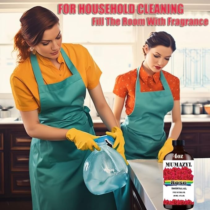 Rose Essential Oil, Rose Oil 4 Fl Oz 120ML for Diffuser Humidifier Yoga Cleaning DIY Candle Soap Making Essential Oils