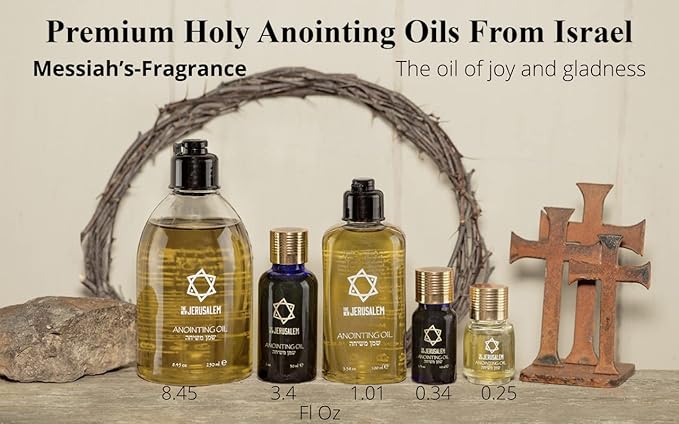 Messiahs Fragrance Anointing Oil from Israel, Holy Spiritual Oils Bottles from Jerusalem Blessed, Handmade with Natural Ingredients and Blessed for Wedding Ceremony, Religious Use, 3.4 Fl Oz