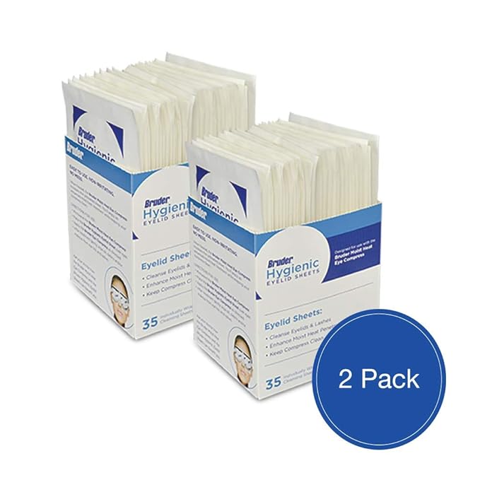 Bruder Hygienic Eyelid Sheets Micro Fine Individually Wrapped Untreated Sheets 35 Count Box (Pack of 2)