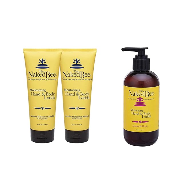 The Naked Bee Lavender & Beeswax Absolute Hand and Body Lotion 6.7oz + Jasmine & Honey Moisturizing Hand & Body Lotion 8oz