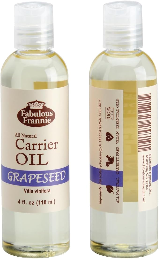 Fabulous Frannie Grapeseed Carrier Oil Base Oil for Essential Oil or Massage 4oz (Pack of 1)
