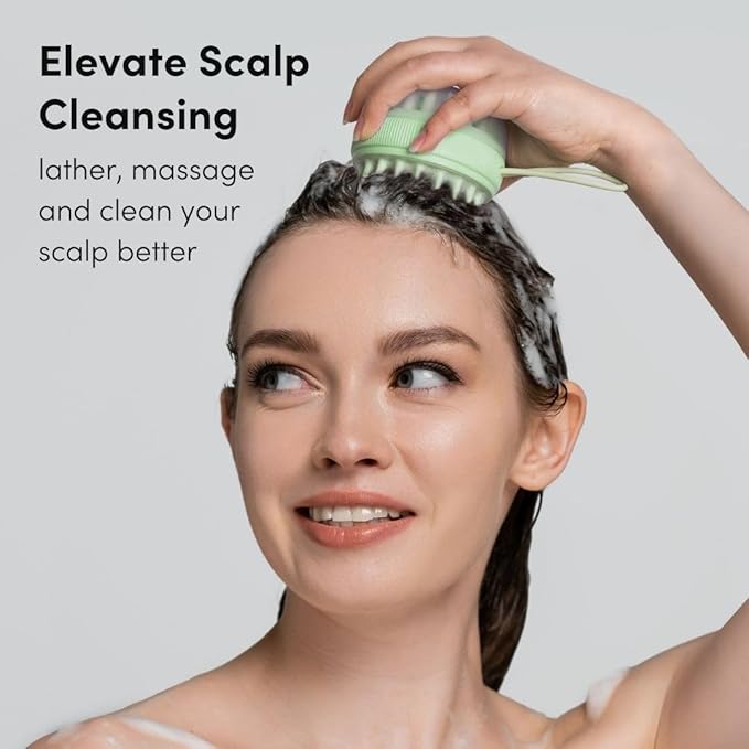 Fancii Hair Scalp Massager, Shampoo Brush for Wet & Dry Hair, Scalp Scrubber Exfoliator for Dandruff Removal & Hair Growth. Shower Head Brush for All Hair Types, Soft Silicone (Mint)