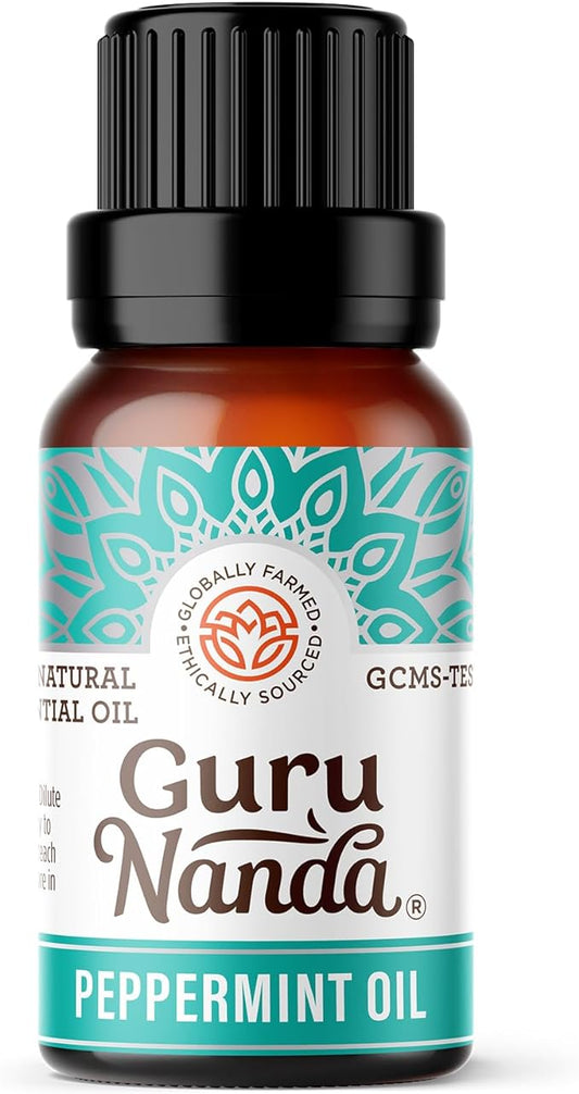 GuruNanda Peppermint Essential Oil, 100% Pure, Natural & Undiluted Aromatherapy Oil for Diffusers & DIY Recipes, Promotes Mental Clarity (0.5 Fl Oz)