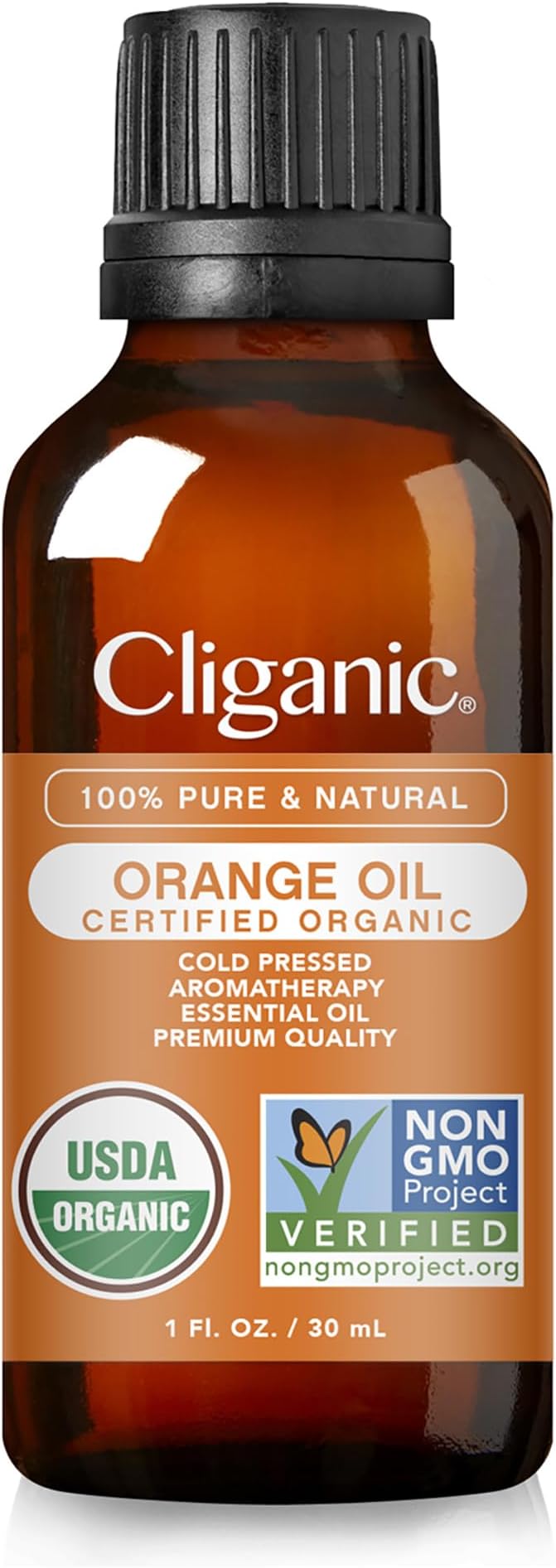 Cliganic Organic Sweet Orange Essential Oil, 1oz - 100% Pure Natural for Aromatherapy Diffuser | Non-GMO Verified