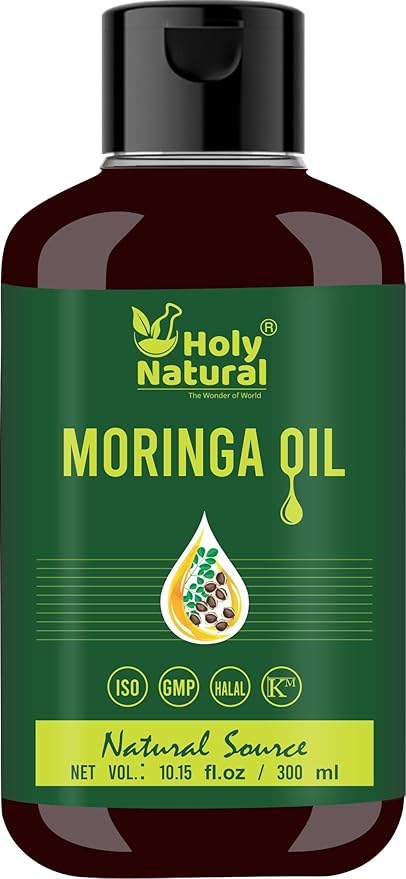 Holy Natural's Moringa Oil (10.15 fl oz/ 300ml) | Pure & Natural, Cold Pressed Virgin, Good For Skin, Hair and Body
