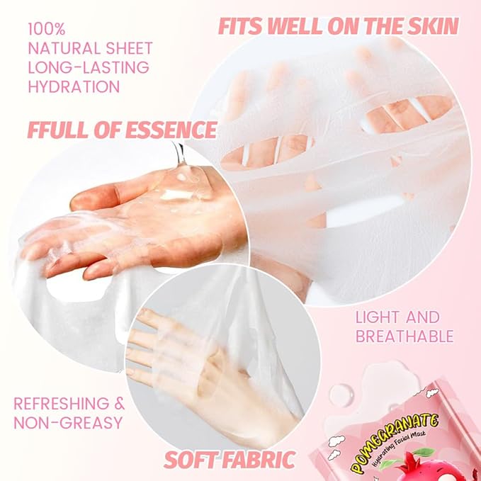 Kaely 10 Pack Fruit Face Masks for Kids, Kids Face Mask Spa Day kit Supplies, Spa Party Favors for Teens Girls Women, Sheet Facial Mask Skincare Gifts Set, Moisturize Soothe for All Skin Types, 03