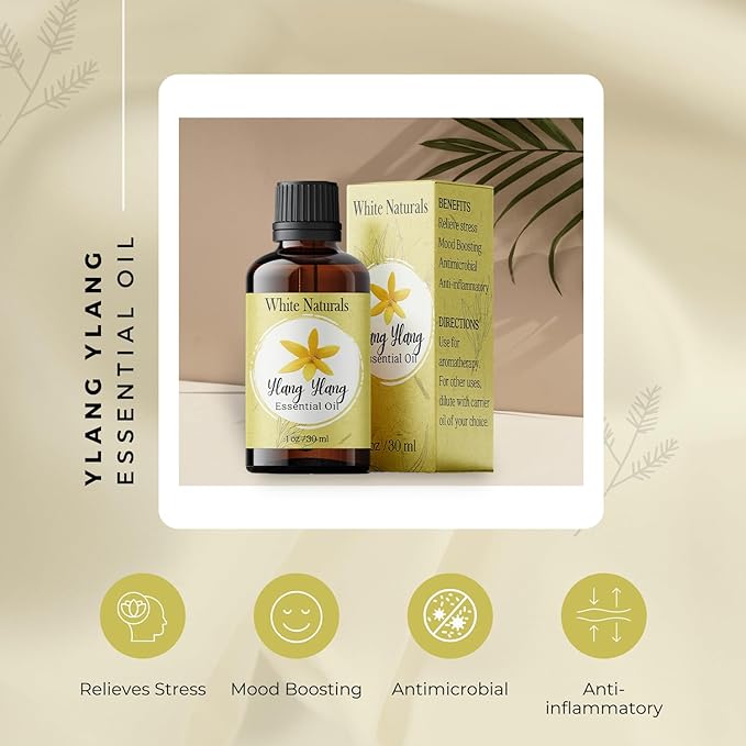 Organic Ylang Ylang Essential Oil - 100% Pure & Natural -Premium Therapeutic Grade with Premium Glass Dropper - Undiluted Natural/Homeopathic Aromatherapy Scented, Great for DIY Soap Making, Massage