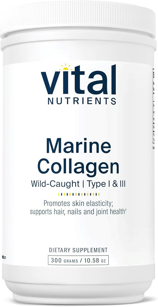 Vital Nutrients Marine Collagen Powder Unflavored | Hair, Skin, Nails, & Joint Support* | Type I & III Collagen Powder Supplement from Wild-Caught Fish | Gluten, Dairy, Soy Free | 300 Grams