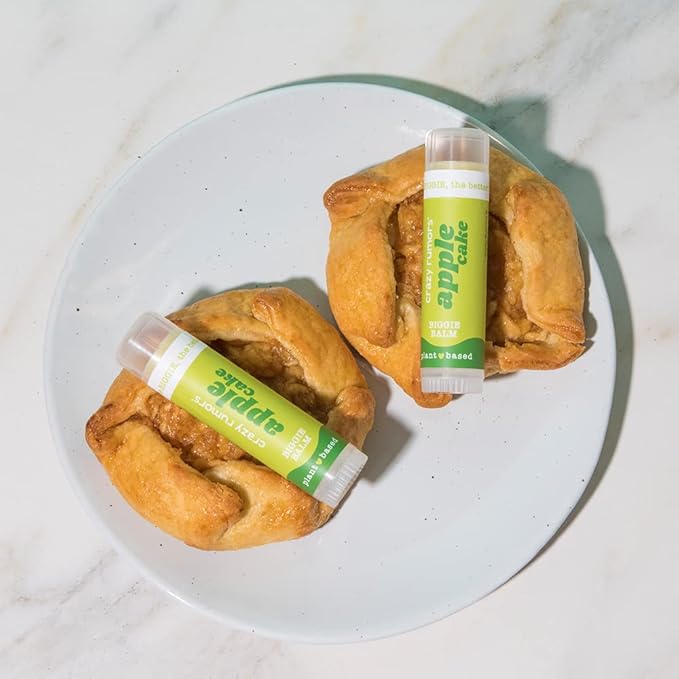Crazy Rumors Biggie Apple Cake Flavored All Natural, Plant Based Lip Balm to Moisturize and Nourish your Lips - Apple Cake Biggie Tube 0.6 oz (4x Larger than standard 0.15 oz lip balm)