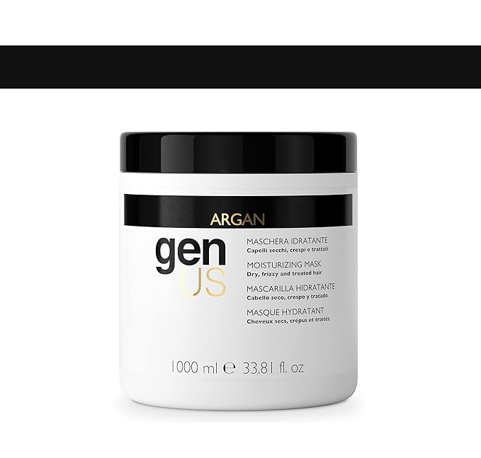Genus Argan Hydrating Hair Mask - Enriched with Argan Oil & Linseed Oil for Dry, Frizzy & Treated Hair - Moisturizing, Anti-Frizz, Deep Nourishment, Shine & Softness - 1000ml