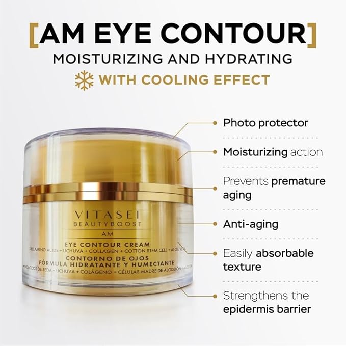 Moisturizing Eye Cream w/Aloe Vera, Collagen, Hyaluronic Acid, Cotton Stem Cells for Dark Circles, Puffiness & Bags - Under Eye Hydration Cream for Women & Men (1 Fl Oz)
