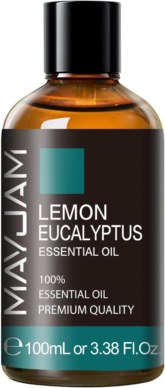 Lemon Eucalyptus Essential Oil, MAYJAM 3.38FL.OZ/100ML Large Volume Lemon Eucalyptus Oil with Premium Glass Dropper, Perfect for Soaps, Candles, Diffuser