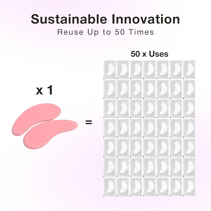 Curacoro Reusable Eye Pads, Silicone Under Eye Patches Lash Lift Cover Eyelash Extension | Soft Pads for Sensitive Skin during Eyelash Perm Lamination & Lash Extensions Remover (Pink, Style 4)