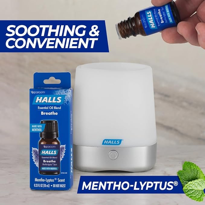 Halls Breathe Menthol with 100% Pure Essential Oils Blend for Diffusers and Aromatherapy, 10 mL, Mentho-Lyptus Scent