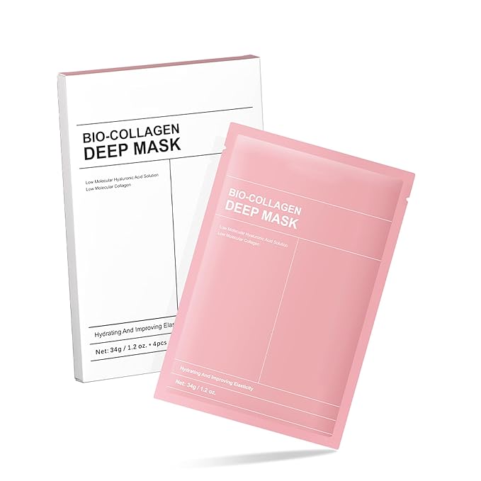 4Pcs Bio-Collagen Deep Mask, Hydrating Overnight Sleeping Mask Transparent Face Membrane Skin Care Moisturizing, Restores Skin Elasticity & Energy Collagen Mask for Women