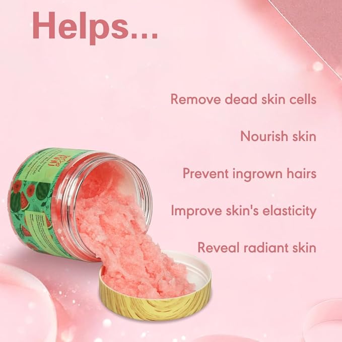 KAV Salt Body Scrub - Natural Exfoliating Salt Scrub for Body and Face, Helps with Moisturizing Skin, Dead Cell Removal, Rejuvenation and Relaxation, 4 Scents (Watermelon)