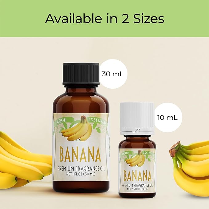 Good Essential Professional Banana Fragrance Oil for Candles, Slime, Soap Making, Diffuser - 1 fl oz (30 ml) Banana Scent Oil for Candle Making