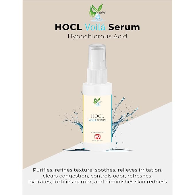 VoilaVe Pure Hypochlorous Acid Serum, Anti-Wrinkle Hypochlorous Acid Face Serum for Redness - Reduce Dryness, Skin Irritation, Eye Puffiness & Dark Circles | For Acne & Spots 2.0 Oz