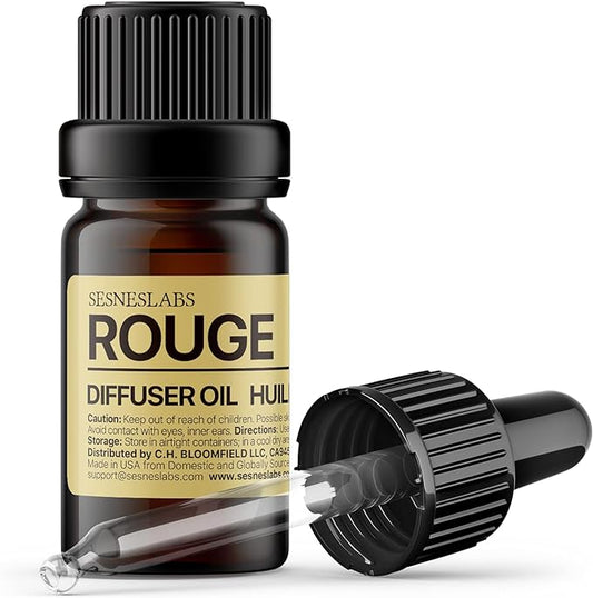 Rouge Diffuser Oil, Ambroxan Molecule-Based Scent, Saffron, Jasmine, Cedarwood Essential Oils Blend for Ultrasonic Diffuser Scent Projects(.33 oz/10 ml)