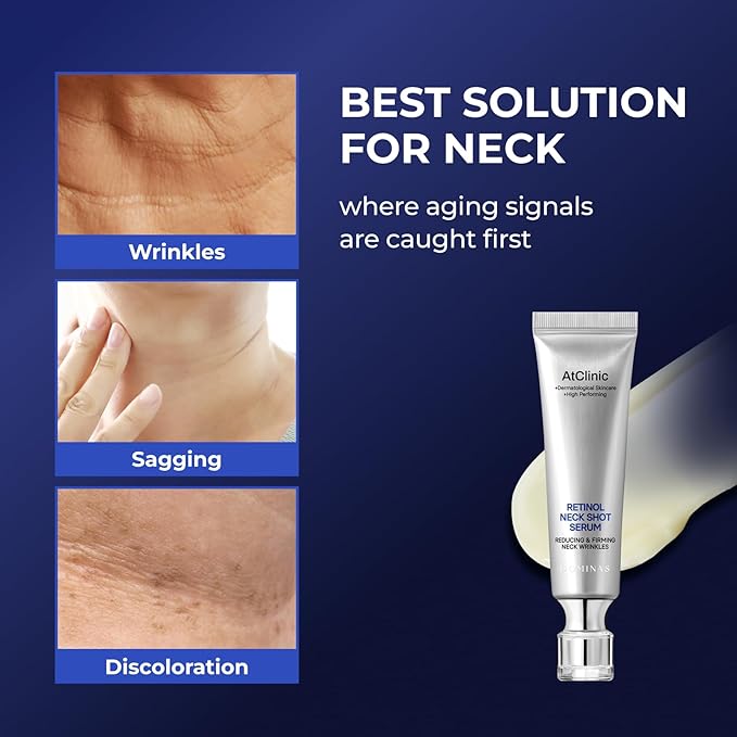 Atclinic Neck Firming Serum with Retinol & 5-Peptides – Reduce Wrinkles & Tech Neck Lines in 2 Weeks | Lightweight, Korean Skincare (1 fl oz)