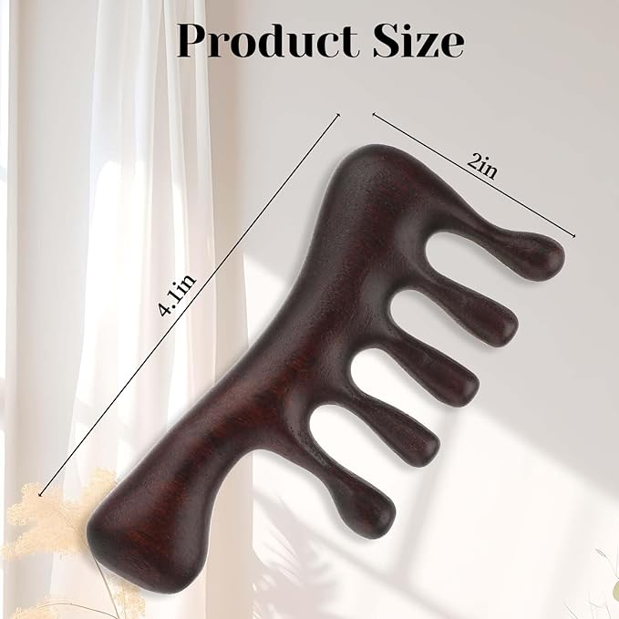 Scalp Gua Sha Comb, Loc Comb for Retwist, Scalp Massage Comb, Wooden Massage Head Comb, Wide Tooth Sandalwood Hair Comb, Wooden Scalp Massager Comb for Women, Men