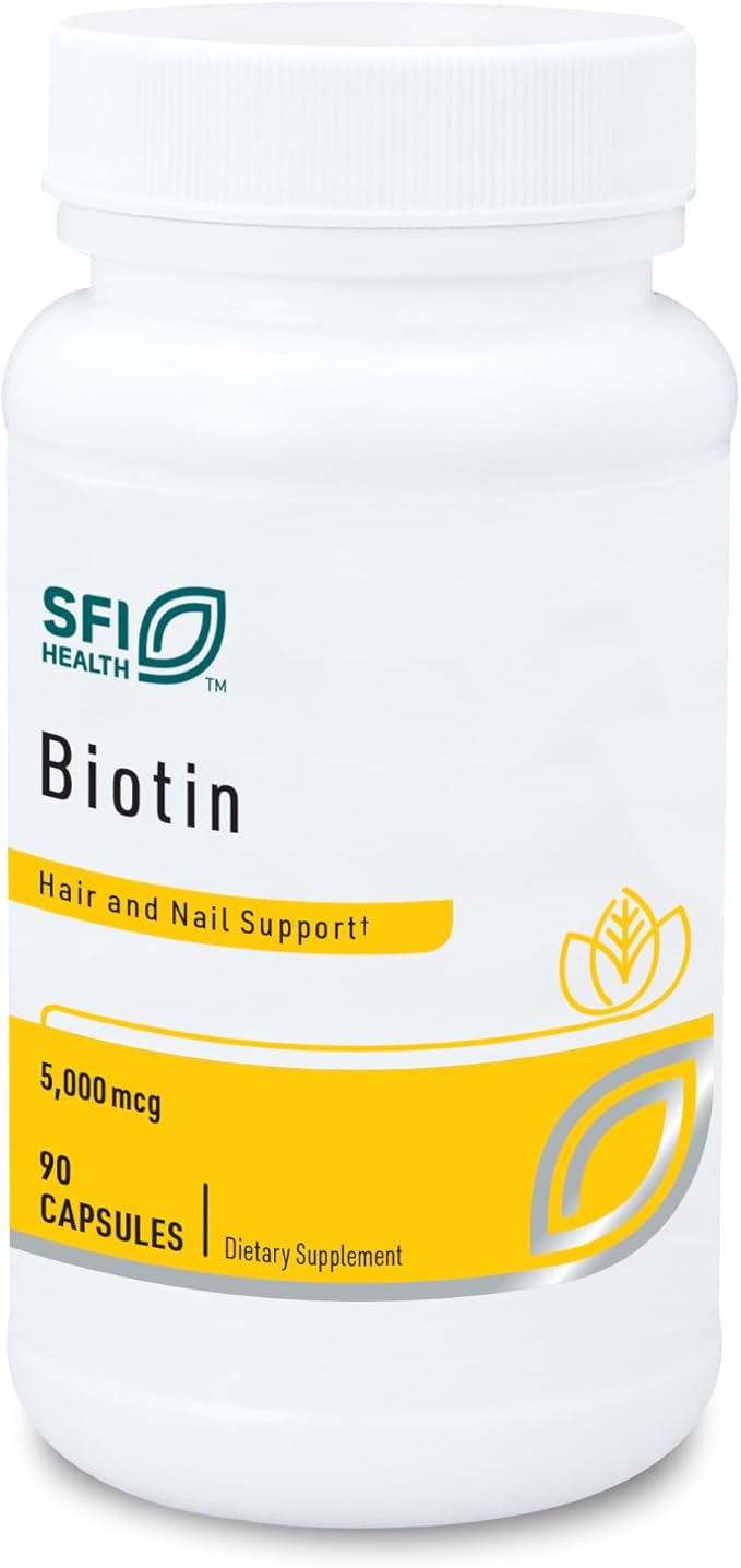 Klaire Labs 5000mcg Biotin Pills - High Potency Biotin Supplement - Vitamin Involved in Skin & Hair Nutrition - Corn-Free, Small, Easy-to-Swallow Hypoallergenic Biotin Pills (90 Caps)