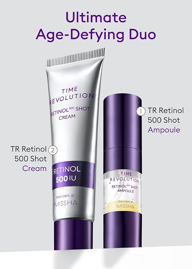 MISSHA Time Revolution Night Repair Retinol 500 Shot Cream 2.02 Fl oz - Advanced Korean Retinol Cream for Face, Skin Barrier Strengthening, Improved Elasticity & Radiance, Overnight Moisturization