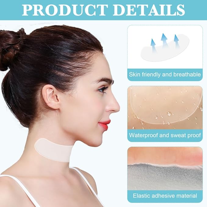 Neck Wrinkle Patches, Reusable Hydrogel Anti Aging Facial Pads, Hypoallergenic Silicone Gel Sleep Tape, Smooth Fine Lines,Mask for Skin Tightening and Firming,Crepe Erase and Neck Lift (neck-2 Pcs)