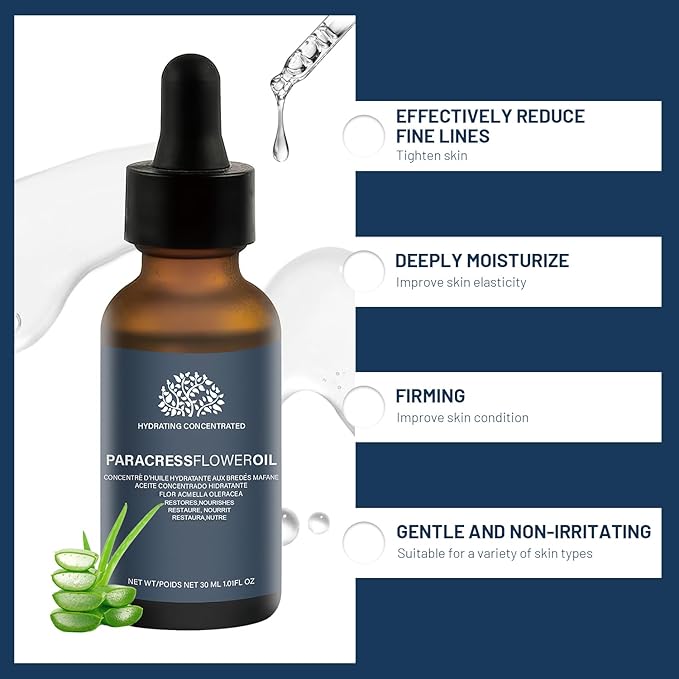 2PCS Paracress Facial Oil, Paracress Oil,Natural Paracress Extract Oil,Paracress Facial Serum Organic, Reduce Smooth Fine Lines and Wrinkles,for All Skin Types
