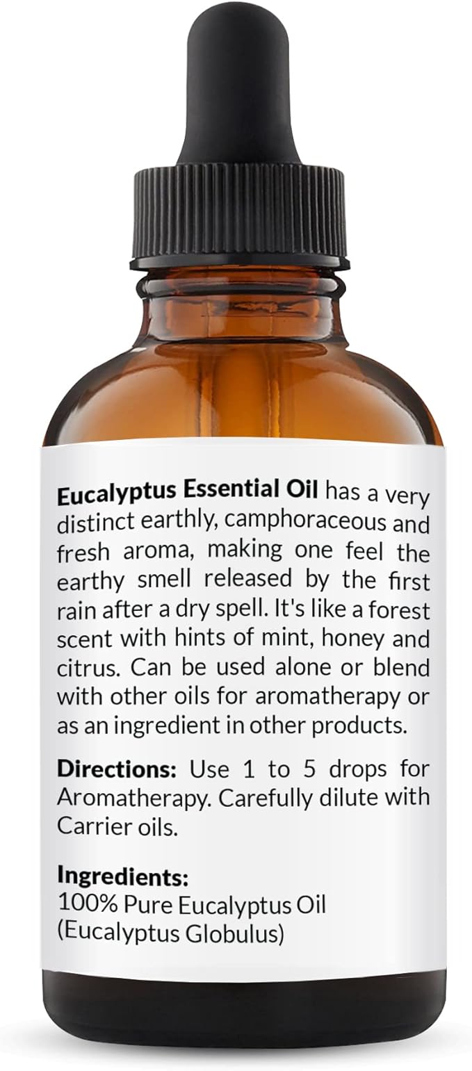 NaturoBliss 100% Pure Natural Undiluted Eucalyptus Essential Oil (4oz) Premium Therapeutic Grade Aromatherapy
