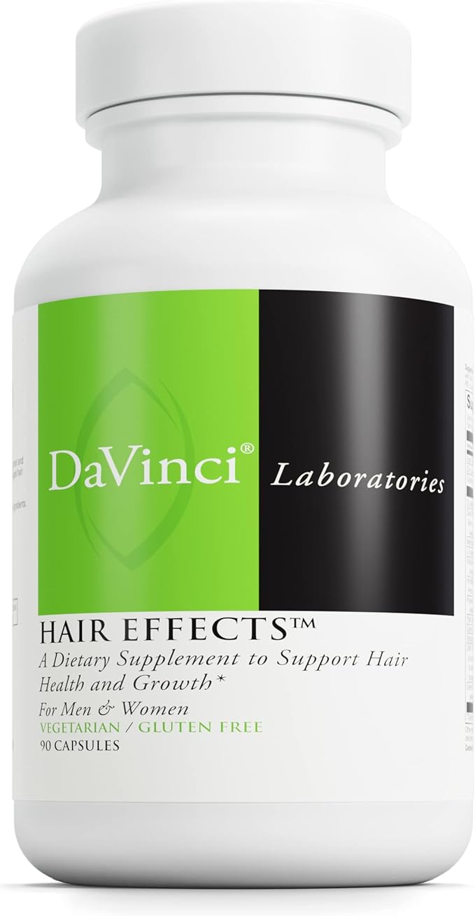 DAVINCI Labs Hair Effects - Dietary Supplement to Support Healthy Hair Growth and Skin* - with Biotin, Zinc, Copper, Saw Palmetto and Grape Seed Extract - Gluten-Free - 90 Vegetarian Capsules