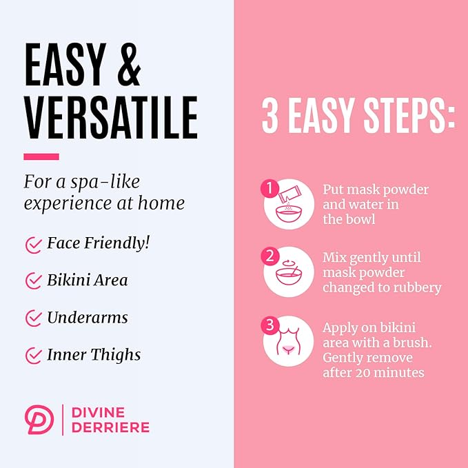 Divine Derriere Vajacial Hydrogel Mask - Premium Modeling Rubber Mask with Bulgarian Rose Petals, Deeply Purifying, & Super Hydrating Hydro jelly Sheet Masks, Peel-Off Jelly Mask Powder Kit