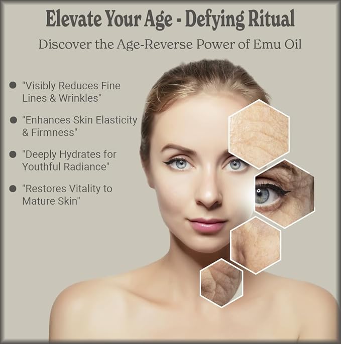 Natural Born Oils Australian Emu Oil, 4oz, Organic, Fully Refined, High in Omega-3 & 6, Perfect for Skin Nourishment, Hair Revitalization