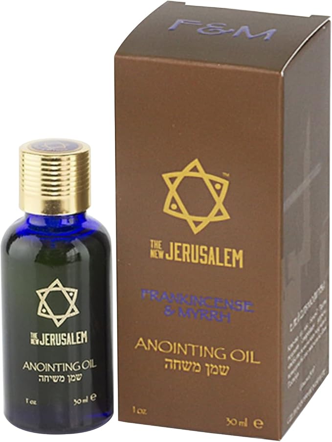 Premium Frankincense & Myrrh Anointing Oil Hand Made in Israel - 100% Natural, Pure EVOO & Essential Oils - Holy Bible Precious Gifts for Religious, Spiritual Use - Temple, Home, Diffuser 1.01 Fl Oz