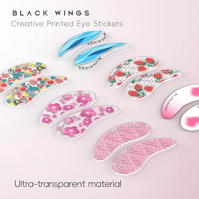Black Wings 6 Pairs Silicone Eye Patches with Self-Adhesive Design - Cute Bear & Rabbit Inspired Eye Care Patches (Mix 6 pairs)