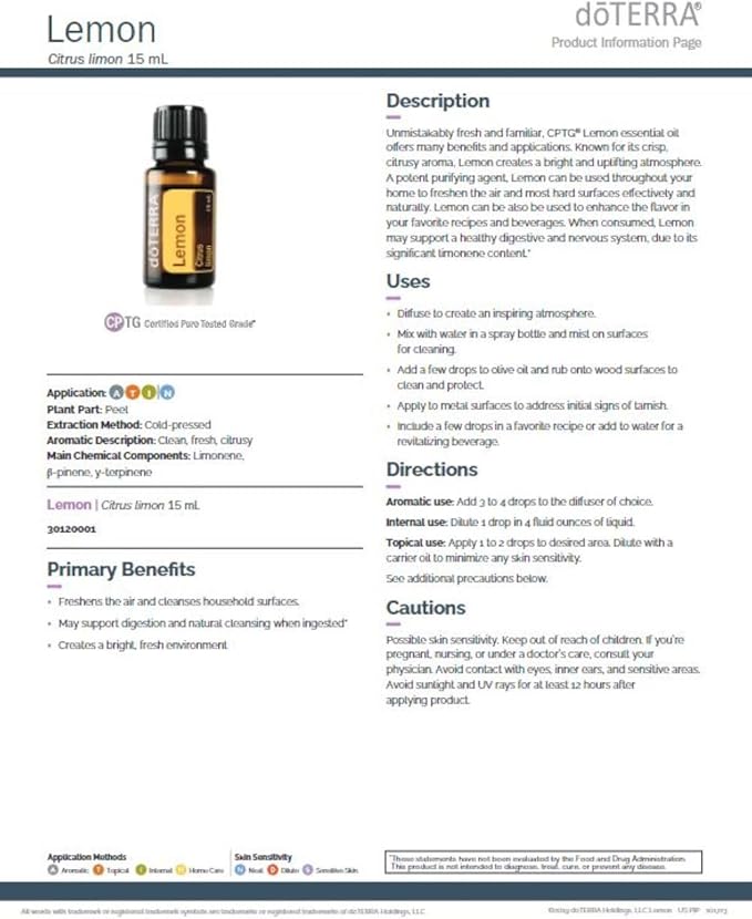 DoTerra - Lemon Essential Oil - 15 mL