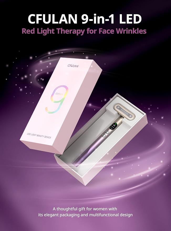 Red-Light-Therapy-for-Face,9 in 1 LED Light Therapy Eye Equipment for Skin Care, Red Light Therapy Face Massager Eye Beauty Skincare Rejuvenation Tool Microcurrent Facial Device Gift for Women at Home