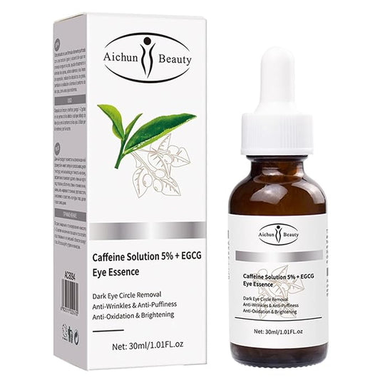 AICHUN BEAUTY Face Serum Eye Essence Anti-Wrinkles Anti-Acne Oil-Control Anti-Freckle Refreshing Moisturizing Purifying Shrink Pores 30ml 1.01FL.oz (Caffeine Solution 5% + EGCG Eye Essence)