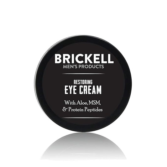 Brickell Men's Restoring Under Eye Cream for Men, Natural and Organic Anti Aging Eye Balm To Reduce Puffiness, Wrinkles, Dark Circles, Crows Feet and Under Eye Bags, 0.5 Ounce, Unscented