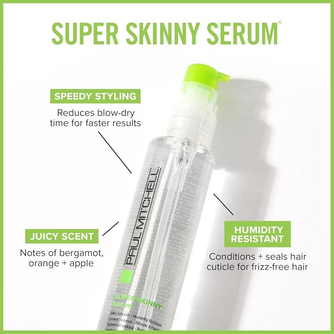 Paul Mitchell Super Skinny Serum, Speeds Up Drying Time, Humidity Resistant, For Frizzy Hair