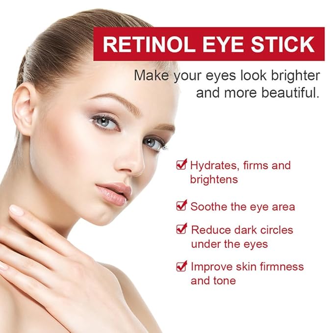 Retinol Eye Stick, Retinol Eye Cream With Collagen,Hyaluronic Acid For Dark Circle, Wrinkles, Under Eye Cream Anti Aging, Retinol Eye Balm Reduces Puffiness Fine Lines, Visible Results in 3-4 Weeks
